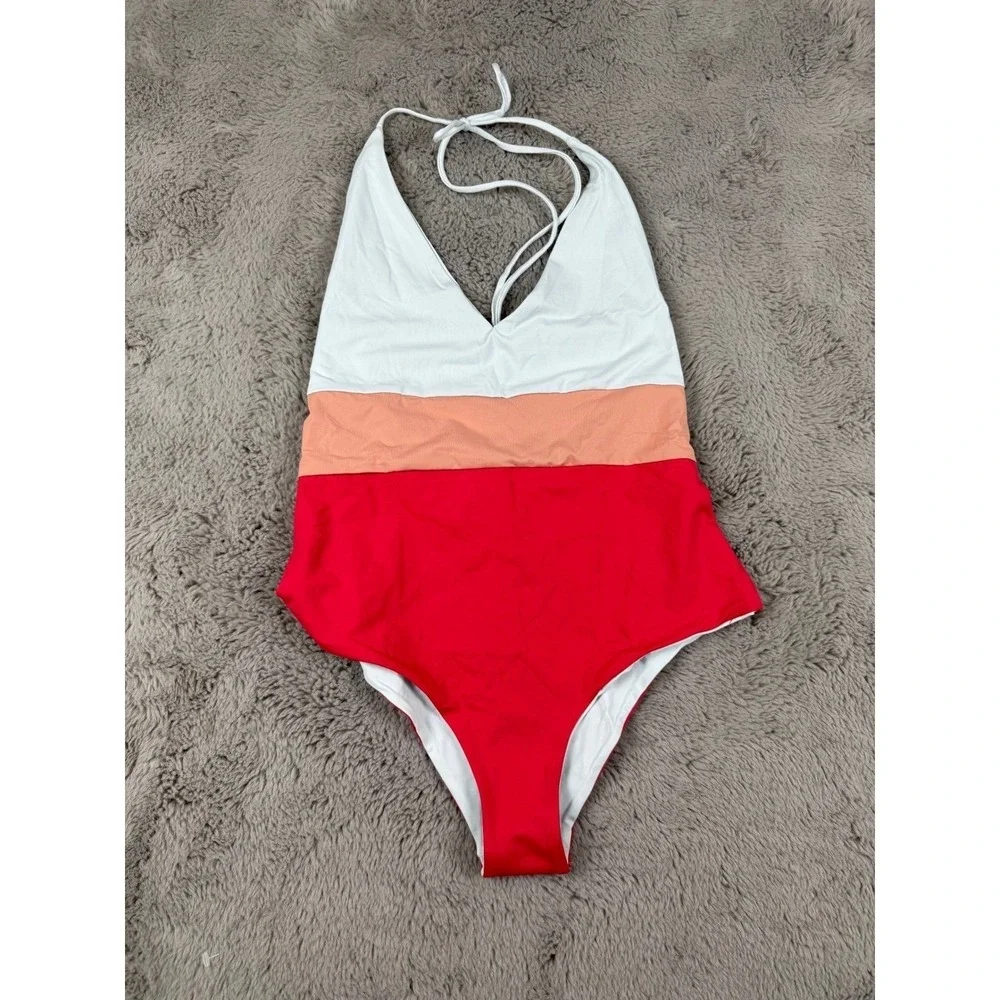 NWT Anthropologie Tavik Swimwear Chase One Piece Color Block Reversible Swimsuit - Picture 3 of 9